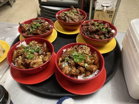 Spicy Pork Bowl Chicken Bowl Beef Bulgogi Bowl