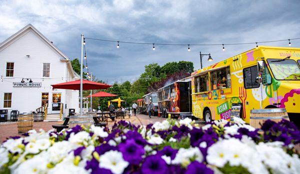 Food trucks preparing to open for the day.