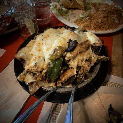 Chicken and steak fajitas.