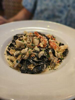 Seafood squid ink pasta