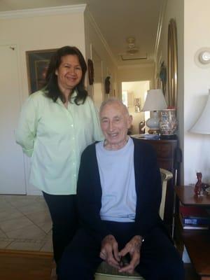 Mr Charles Fishman with our caregiver Cecile.