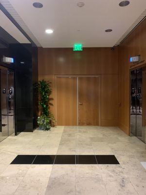 For the 1st floor restroom, go through these doors