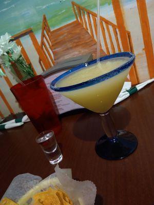 My husband got the reg frozen margarita and added a shot of patron on the aod and he said it was very tasty!