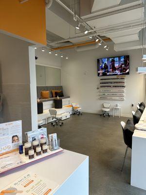 Pedicure area and nail table