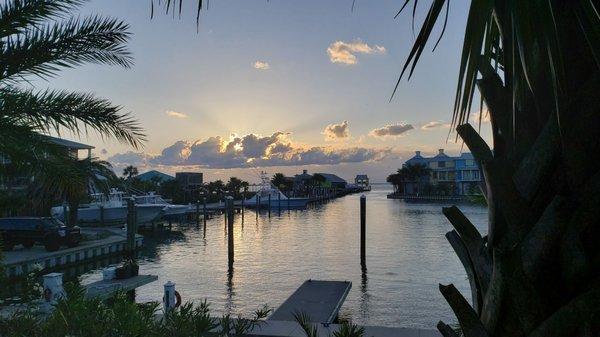 The view from their patio at sunset.