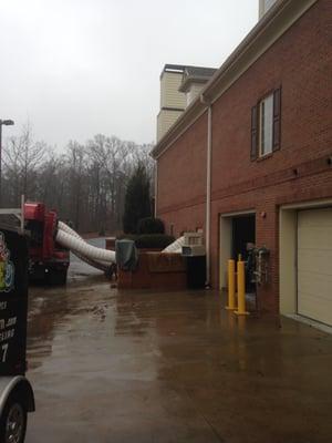 Large desiccant dehumidifier drying out a funeral home in Atlanta