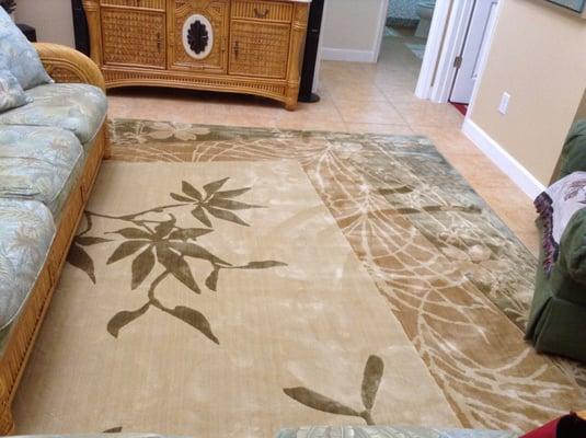 Our home has tile and wood floors throughout the downstairs. Area rugs provide warmth and come in many styles, sizes and beautiful colors.