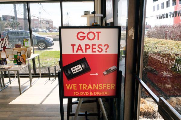 Got tapes? We transfer to DVD and flash drive!