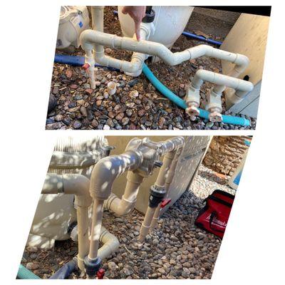 First photo is old return manifold second photo is the new manifold.