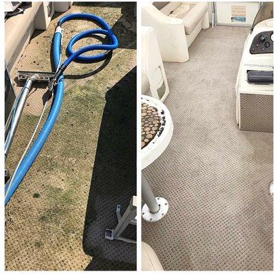 before and after pontoon cleaning.