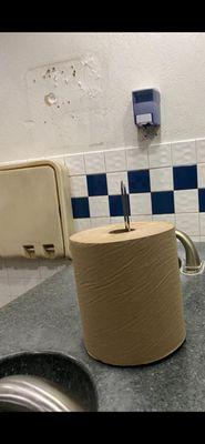 Mens paper towel holder relocated to counter top.