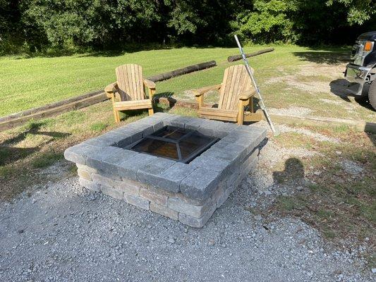 Brand new firepit and seating.