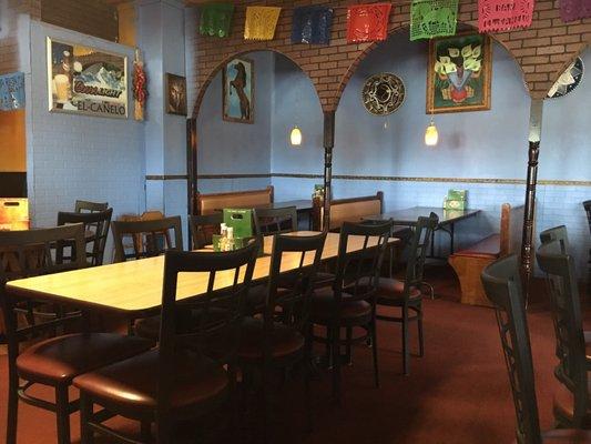 One of the dining rooms at El-Canelo restaurant