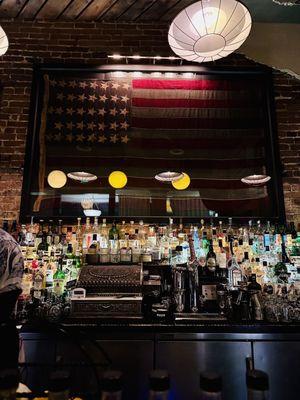 Cool bar area, with a historic "Colorado US flag", having the star added after we joined the Union.