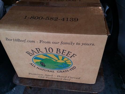 Insulated boxes, everything comes frozen ready to put in your freezer.