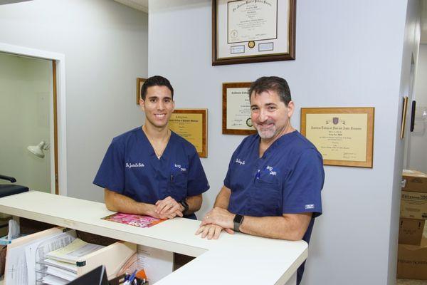 Dr. Justin LoBello, DPM (left) and Dr. Corey Fox, DPM (right) in the office