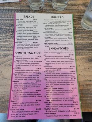 Updated menu, backside