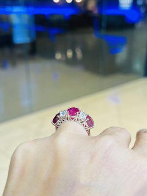 Couldn't happier with my customized Ruby & Diamond ring, 3 carats each Ruby & .30 carat each Diamond... wow.   Happy customer for 2 decades!