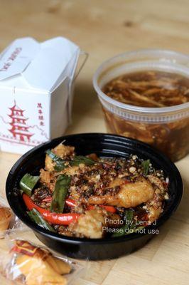 Pickled Sichuan Fish Lunch Special 干烧鱼（午）($9.50) - requested extra spicy. Weirdly sweet. Sauce contains pork. Great value