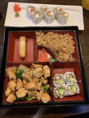 Chicken Teriyaki bento box and a Philly roll