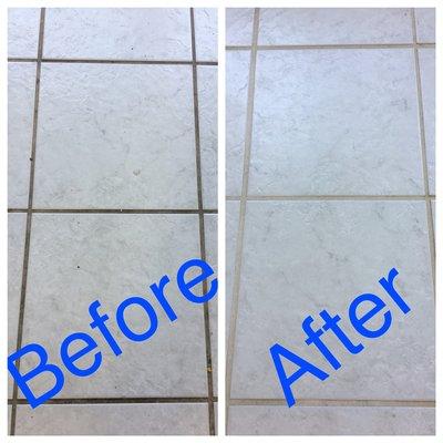 Before and after of a tile & grout cleaning in Chula Vista.