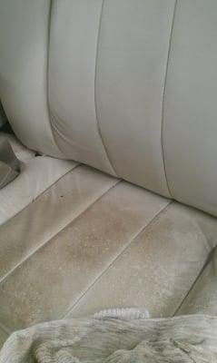 Before and after on a ;leather seat.