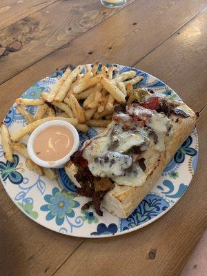 Philly cheesesteak with fries