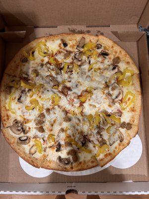 Build your own pizza- Italian sausage, mushrooms, banana peppers