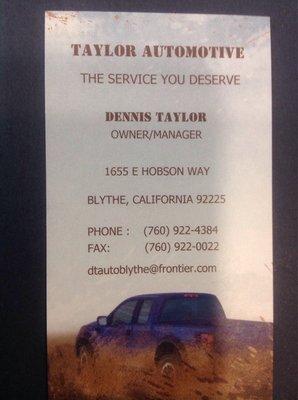 Taylor Automotive in Blythe, CA.  The best mechanic in 500 miles.