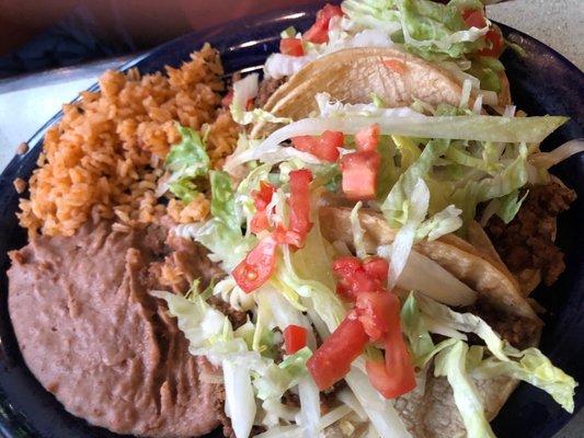 Ground Beef Tacos dinner with corn tortillas