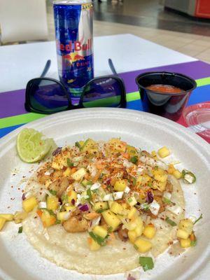 Cod Fish Taco, w/ mango slaw. Different, but quite good. I sprinkled some tajin on it at the counter.