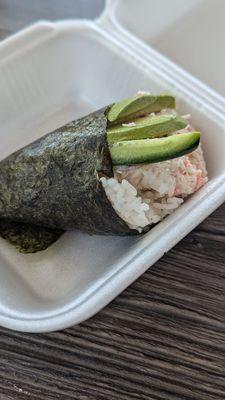 Crab Salad hand wrap with avocado