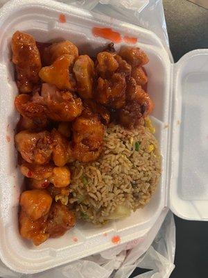 Sweet and sour Chicken with pineapple fried rice