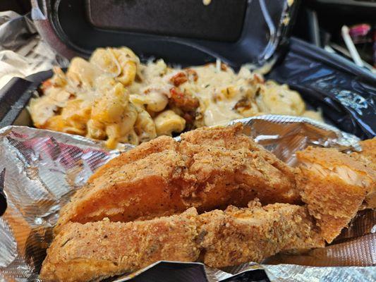 Fried Salmon and Crawfish smack and cheese