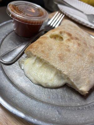 Calzone with Ricotta and mozzarella cheese.