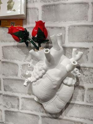 Lego rose in heart wall vase