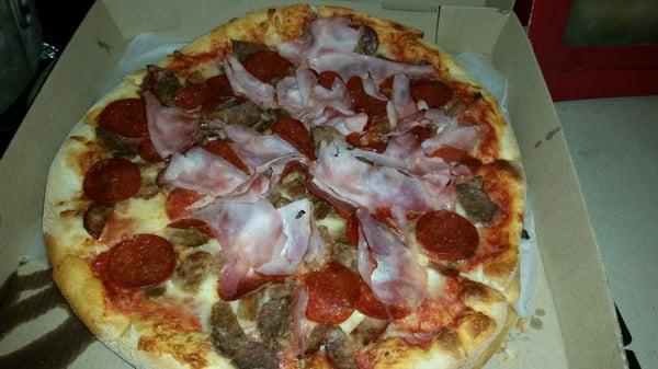 Meat lovers pizza that was obviously just thrown together and fell into soggy pieces when you tried to eat it.