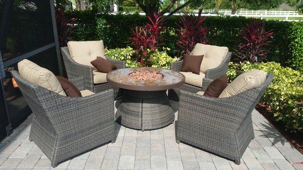 Fire Pit patio set delivered from BJ's Wholesale club and assembled.