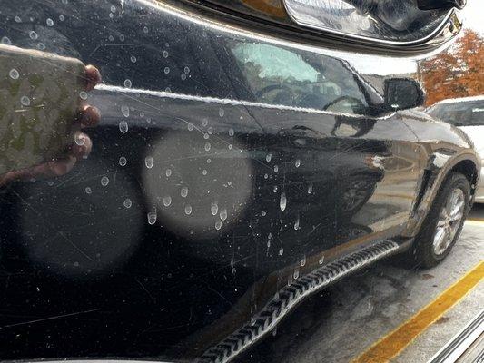 Scratches & soap residue. This is what my car look like AFTER the car wash