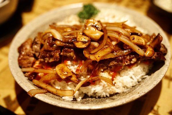 New York strip donburi