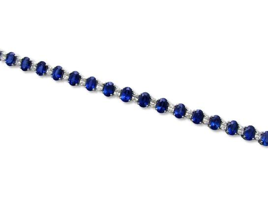 Stunning, oval, Ceylon blue sapphire and oval diamond tennis bracelet.