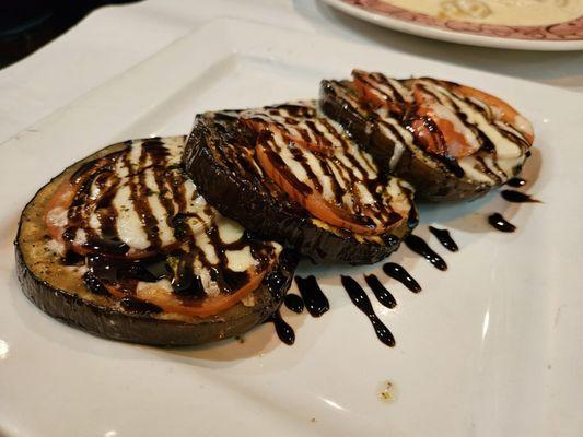 Grilled Eggplant with tomatoes and provolone