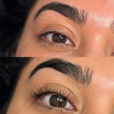 Lash lift and eyebrow threading