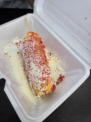 Elote with hit cheeto topping