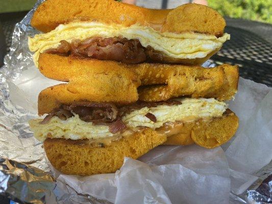 Bacon, Egg, and Cheese on an Egg Bagel