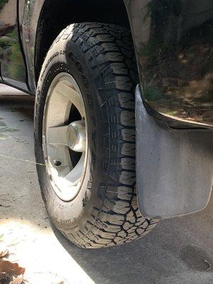 One of my new set of 4 Goodyear  Wrangler Trail Runner A/T tires