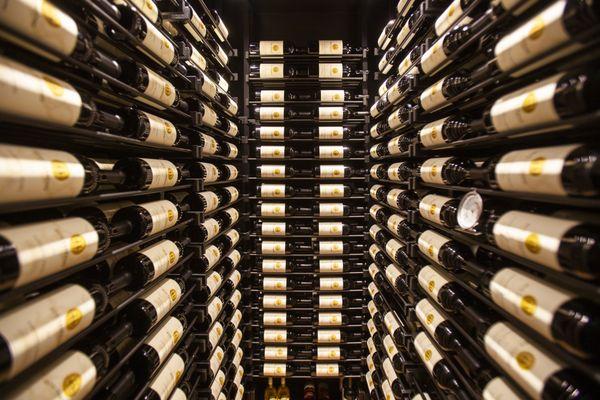 One of several wine vaults filled with bottles of Eco Terreno wines at the Eco Terreno Urban Tasting Room.