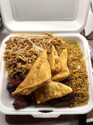 Dinner combo #6 (Chow Mein, Boneless Spare Ribs, Crab Rangoon Combo)