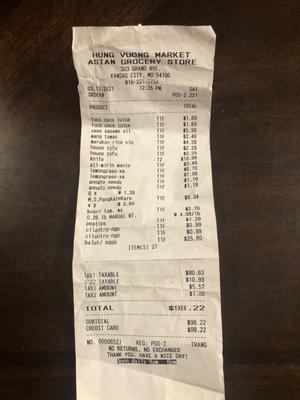 Receipt has tax 1,2 and 3