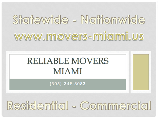 At Reliable Movers, Miami based Moving Company, a professional Miami Movers, we understand the shared pressures of homeowner and the movers.